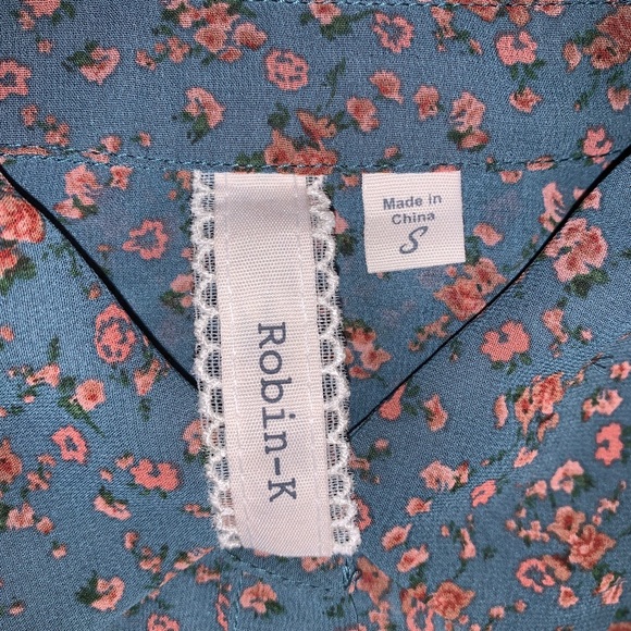Robin-K Sheer Floral Western Button Down Blouse Sm - Picture 6 of 7